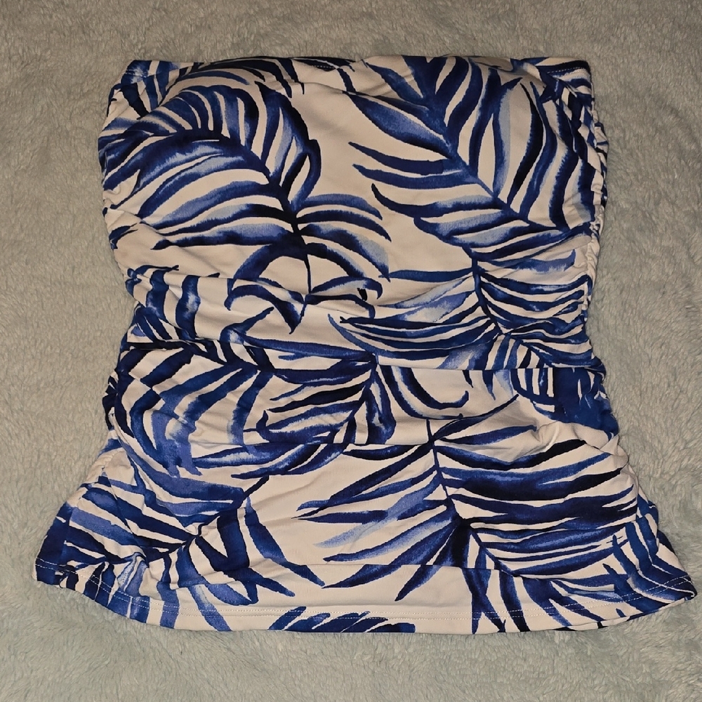 Tommy Bahama Blue and White Leaf Print Bandini